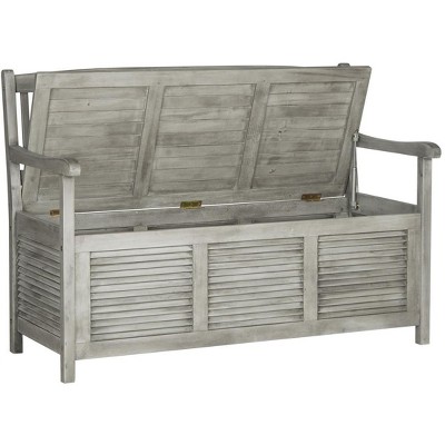 Transitional Gray Acacia Wood Storage Bench - 50"