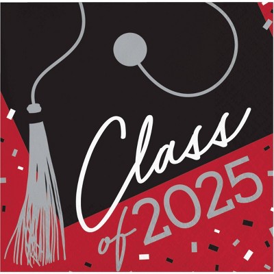 Creative Converting Class of 2025 Graduate Red Paper Beverage Napkins 108ct