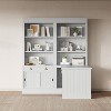 83.4-inch tall bookcase and desk combination with LED lighting, open shelves, white. - 2 of 4