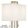 Possini Euro Design Modern Table Lamp with White Marble Riser 30" Tall Brushed Nickel White Fabric Shade for Bedroom Living Room - 3 of 4