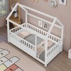 Floor Wooden Bed with House Roof Frame, Fence Guardrails - 4 of 4