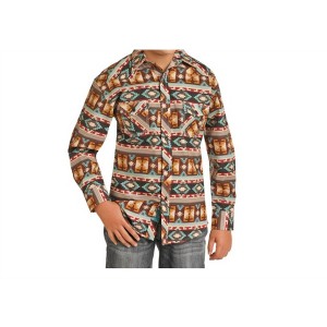 Boy's Dale Brisby Aztec Print Long Sleeve Snap Shirt - Rock & Roll Denim - 1 of 1