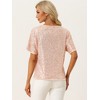 INSPIRE CHIC Women's Regular Fit Round Neck Short Sleeve Party Clubwear Blouses - 3 of 4