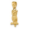 Black Bow Jewelry 14k Yellow Gold Small 3D Owl Pendant - 4 of 4