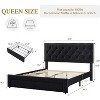Garvee Velvet Upholstered Bed Frame with Storage Drawers, Button Tufted Wingback Headboard, Wooden Slat Support - 2 of 4