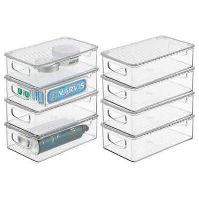 Sterilite Divided Case Stackable Plastic Small Storage Lidded