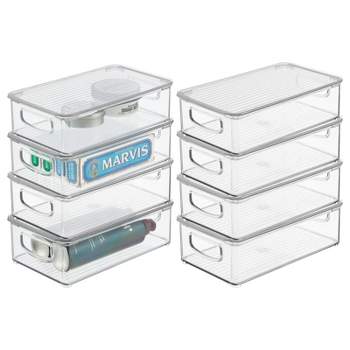 Mdesign Clear Plastic Stackable Playroom/gaming Storage Organizer Box,  Hinge Lid, 8 Pack - 11 X 13.4 X 5 : Target