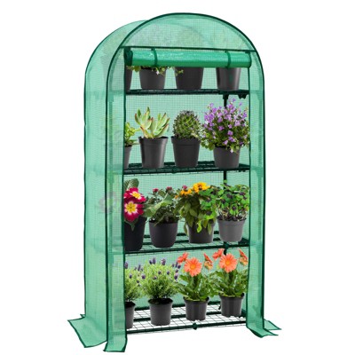 EAGLE PEAK 4 Tier Greenhouse, 31.5"x17.7"x63.0", Green PE Cover