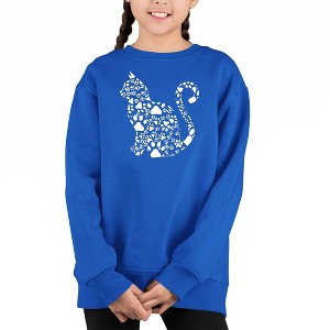 LA Pop Art Cat Claws - Girl's Word Art Crewneck Sweatshirt - 1 of 4