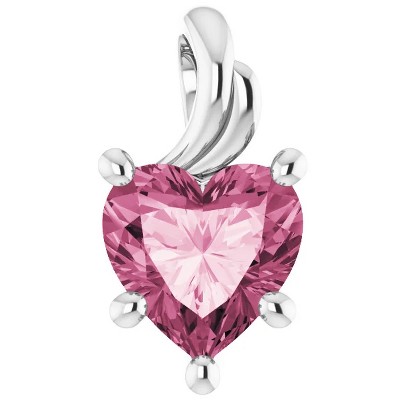 Pompeii3 7mm Pink Topaz Women's Heart Pendant in 14k Gold Necklace 5mm Tall