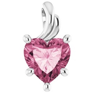 Pompeii3 7mm Pink Topaz Women's Heart Pendant in 14k Gold Necklace 5mm Tall - 1 of 4