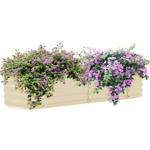 Okak Galvanized Raised Garden Bed 4 sizes Steel Planter Box with Safety Edging for Vegetables, Herbs, Outdoor, 3 colors - 1 of 4