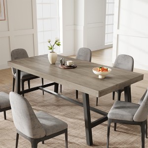 Rustic Wood 63" Large Long Dining Table for 6, Industrial Rectangle Kitchen Table with Sturdy Black Metal Legs for Living Room and Dining Room - 1 of 4