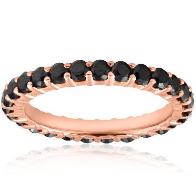 Pompeii3 Black Diamond Eternity Ring 14K Rose Gold 1 1/2 Carat Womens Wedding Stackable