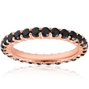 Pompeii3 Black Diamond Eternity Ring 14K Rose Gold 1 1/2 Carat Womens Wedding Stackable - 1 of 3