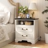 Aheaplus Farmhouse Storage Dresser Set of 2 , Night Stands with Charging Station and Drawer - 3 of 4