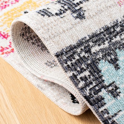 Aqua Fuchsia Medallion 79" Square Easy-Care Outdoor Rug