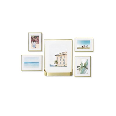 Set of 5 Matinee Multi Photo Display Frames Matte Brasss - Umbra