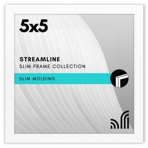Americanflat 5x5 Picture Frame with Shatter-Resistant Glass - Streamline Collection - Thin Square Picture Frame for Tabletop and Wall Display - White - 1 of 4