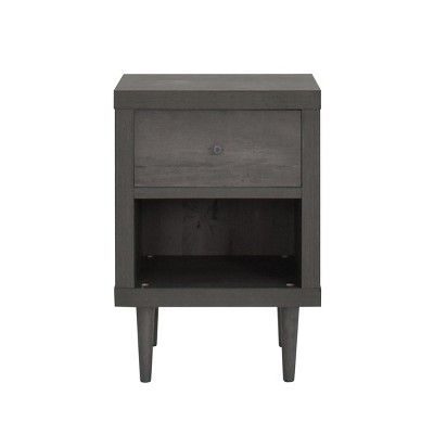 GlasFlength Nightstands Modern Mid Century Bedside Table with Single Drawer Simple Design for Bedroom Storage, Gray, 18.55"*16.15"*26.75"