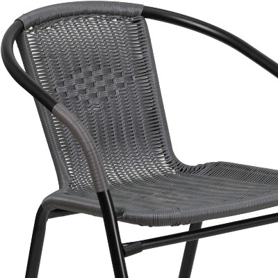 Elegant Gray Rattan Stackable Indoor-Outdoor Dining Chair Set