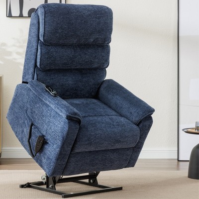 FONTOI Accent Chair with Side Pockets, Recliner Chair with Comfortable Arms and Back, Blue, 37.1"*44.5"*36.7"