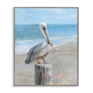 Stupell Industries Pelican Perched on Coast Black Framed Giclee Art - 1 of 4