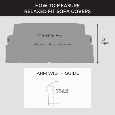 Gray Cotton Duck T-Cushion Sofa Slipcover