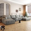 135 Inch Modern Plush Corduroy Fabric Cloud Sectional Sofa with 1 Ottoman Comfort Gray U Shaped Sofa for Living Room - 2 of 4