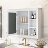 QingMoon Wall Mounted Bathroom Storage Cabinet, 35'' x 27.5'' Independent Mirror Cabinet with 6 Adjustable Open Shelves for Over Sink - 2 of 4