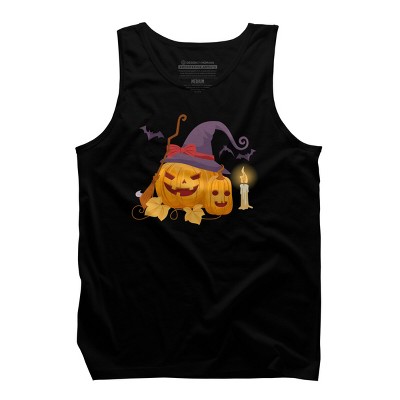 Men's Design By Humans Halloween Witch Pumpkins With Bats By VectorVillain Tank Top