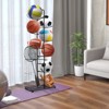 Gymax 7-Tier Ball Organizer Rack Featuring 7 Detachable Hanging Rods Side Basket & Adjustable Feet for Garage Gym Home - 3 of 4