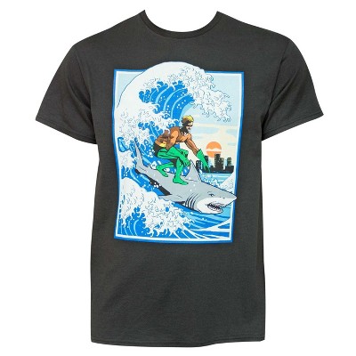 Mens Aquaman Shark Surfing T-Shirt