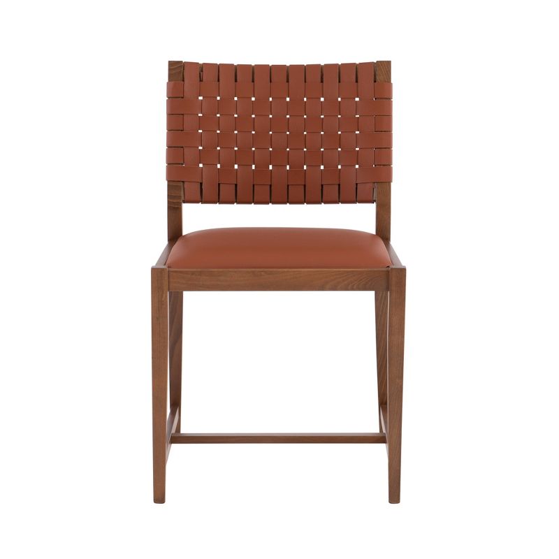 Dallen Woven Back Faux Leather Dining Chair Brown - Linon, 4 of 12