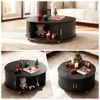 32" Tambour Door Round Coffee Table, End Table with Hidden Storage, - 3 of 4