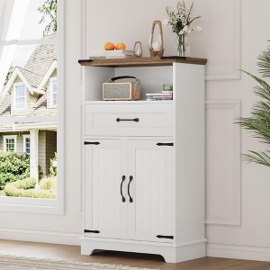 Farmhouse Bathroom Cabinet with Doors and Drawers,Freestanding Storage Cabinet - 1 of 4