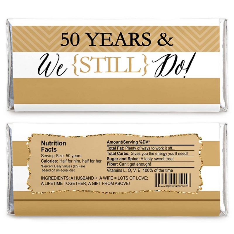 Big Dot of Happiness We Still Do - 50th Wedding Anniversary Party - Candy Bar Wrappers Party Favors - Set of 24, 2 of 5