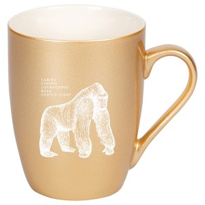 Elanze Designs 10 Ounce Ceramic Decorative Laser Engraved Giftable Novelty Tea Coffee Cup Mug Vegas Gold Gorilla Caring Strong Courageous Bold - 1 of 4