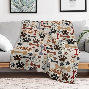 Dog Bones & Paw Christmas Throw Blanket Soft Fleece Christmas Blanket Cozy Flannel Throw for Couch Bed 60x80 inches - 1 of 1