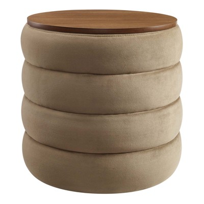 Modway Mezzo Round Performance Velvet Storage Ottoman