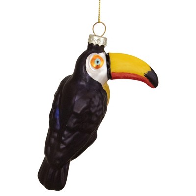 4.75" Black and Gold Glass Toucan Bird Ornament
