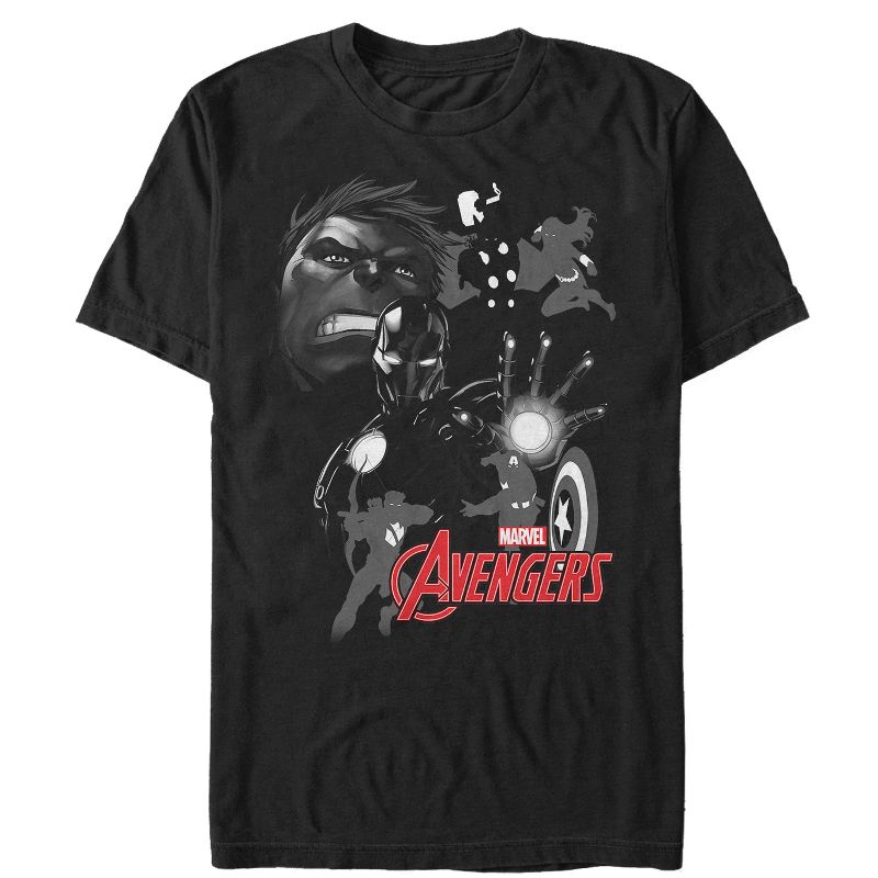 Men's Marvel Avengers Grayscale T-Shirt, 1 of 5