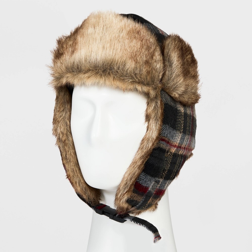 Men's Plaid Faux Fur Trapper Hat - Goodfellow & Co , MultiColored