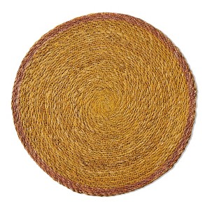 tag Overstitch Seagrass Placemat Mustard 15x15 Everyday Wipe Clean Durable Table Decor - 1 of 1