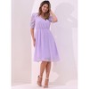 Allegra K Women's Metallic Stars Ruched Sleeve Elastic Waist V Neck A-line Dress - 4 of 4