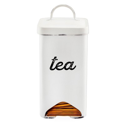 AuldHome Design Farmhouse Enamelware Tea Bag Holder; Enamelware Tea Bag Caddy Dispenser for Individual Sachets