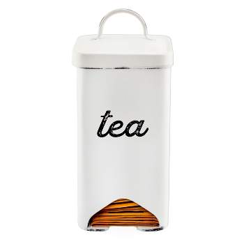 AuldHome Design Farmhouse Enamelware Tea Bag Holder; Enamelware Tea Bag Caddy Dispenser for Individual Sachets