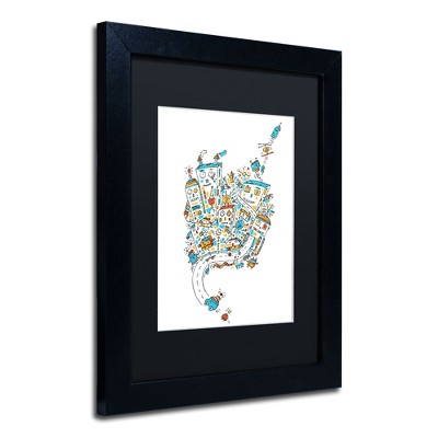 Trademark Fine Art -Carla Martell 'Robot City' Matted Framed Art
