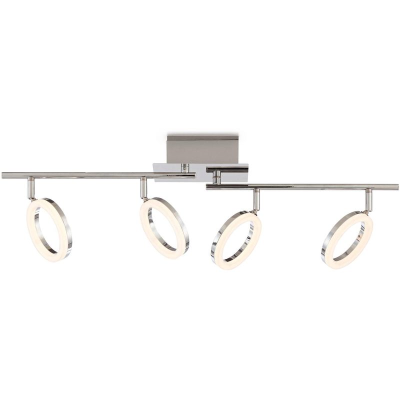 Pro Track 4-Head LED Ceiling Track Light Fixture Kit Dimmable Halo Adjustable Silver Chrome Finish Modern Kitchen Bathroom Living Room Dining 30" Wide, 5 of 10