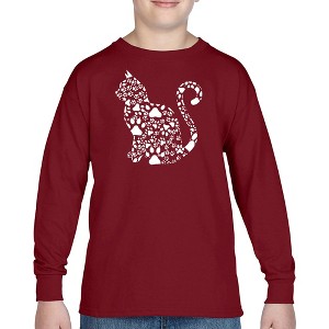 LA Pop Art Cat Claws - Boy's Word Art Long Sleeve T-Shirt - 1 of 4